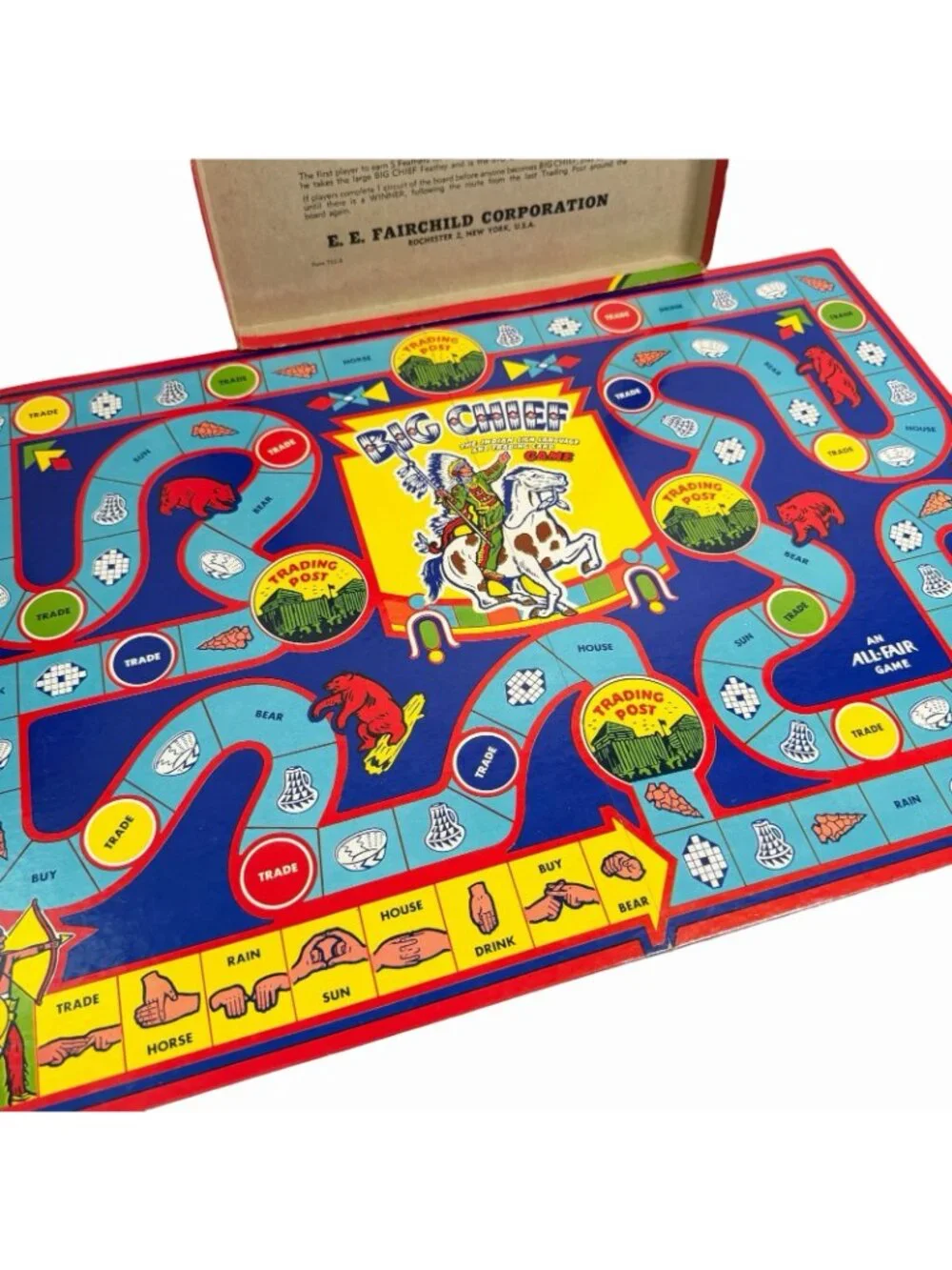 Vintage Let’s Play Big Chief Board Game Indian Sign Language- Complete!
